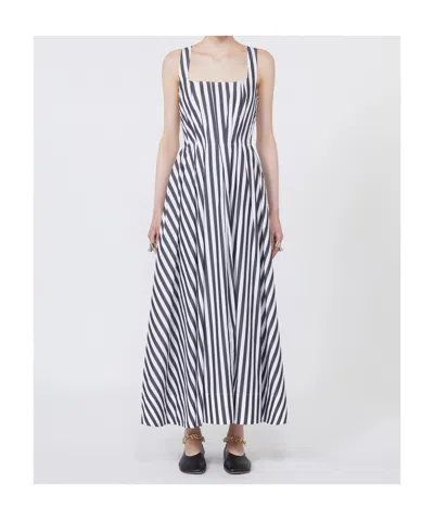 Sportmax Fit-and-flare Cotton-poplin Dress With Square Neckline In White