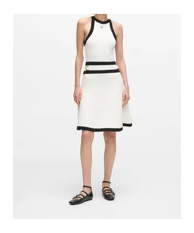 Karl Lagerfeld Karl Dna Belted Knit Dress In White