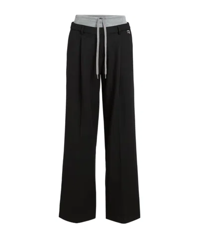 Karl Lagerfeld Ikon Double-waistband Trousers In Black