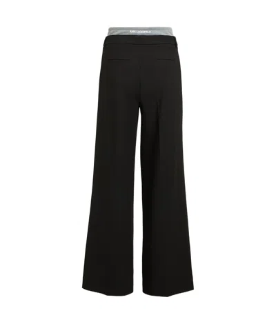 Karl Lagerfeld Ikon Double-waistband Trousers In Black