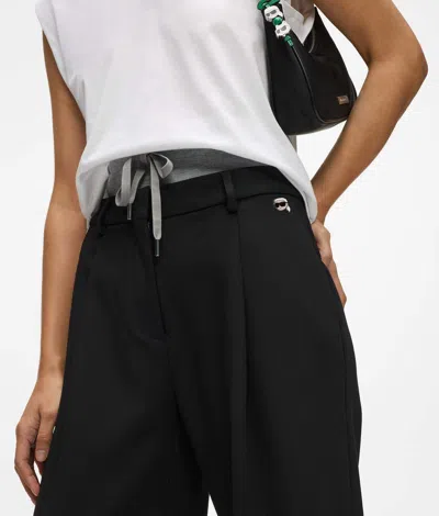Karl Lagerfeld Ikon Double-waistband Trousers In Black