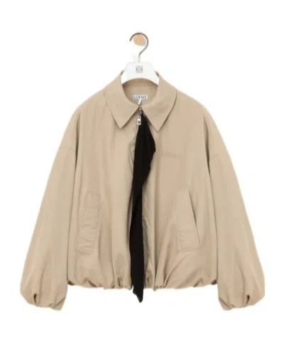 Loewe Polyester Jacket Long Sleeves Collared Front Pockets In Nude