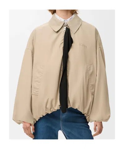 Loewe Polyester Jacket Long Sleeves Collared Front Pockets In Nude