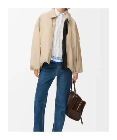 Loewe Polyester Jacket Long Sleeves Collared Front Pockets In Nude