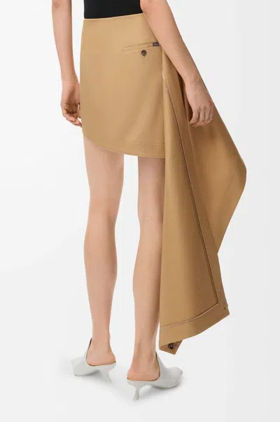 Loewe Womens Beige Draped-side Asymmetric-hem Cotton-blend Mini Skirt In Multi