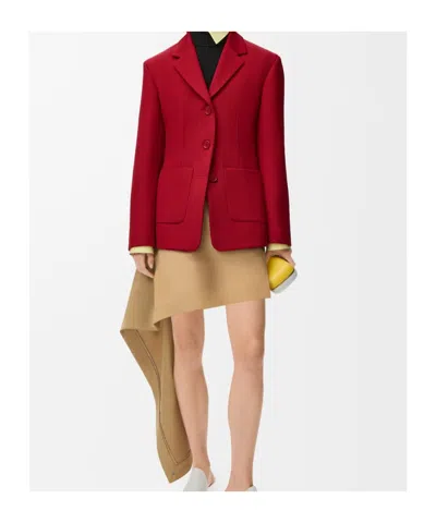 Loewe Womens Beige Draped-side Asymmetric-hem Cotton-blend Mini Skirt In Multi