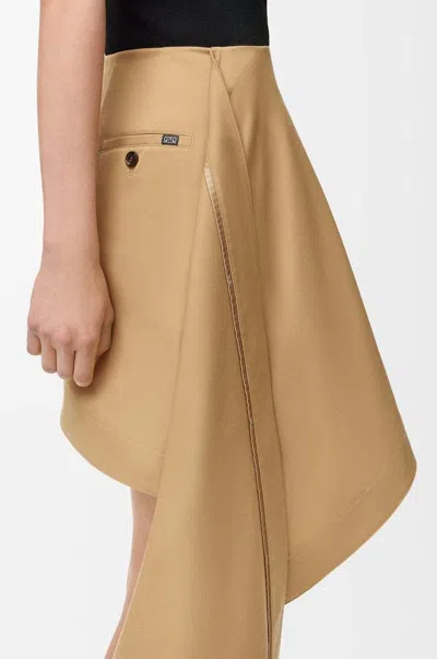 Loewe Womens Beige Draped-side Asymmetric-hem Cotton-blend Mini Skirt In Multi