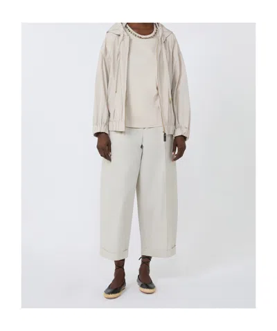 Max Mara Cotton And Modal T-shirt In Neutral