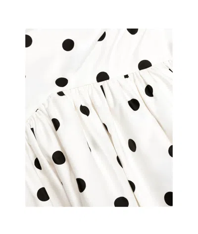 Self-portrait White Dress With All-over Polka Dot And Flared Skirt In Cotton Woman In Orange