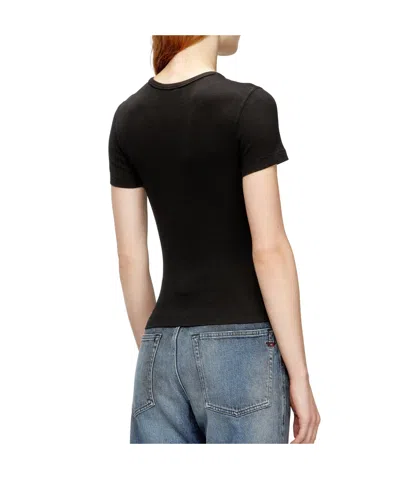 Diesel Slim-fit Stretch Cotton T-shirt With Metallic Oval D Logo In Brown