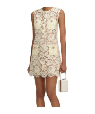 Self-portrait Self Portrait Short Dress With Embellishment In Yellow