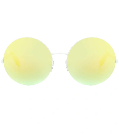Victoria Beckham Supra Mirrored Round Sunglasses In White