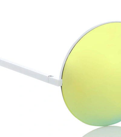 Shop Victoria Beckham Supra Mirrored Round Sunglasses In White