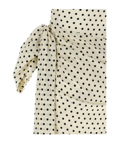 Self-portrait Tie-side Asymmetric Polka-dot Satin-crepe Mini Dress In Multi