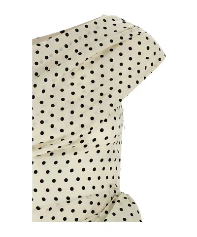 Self-portrait Tie-side Asymmetric Polka-dot Satin-crepe Mini Dress In Multi