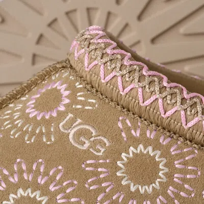 Ugg Embroidered Platform Mules In Brown