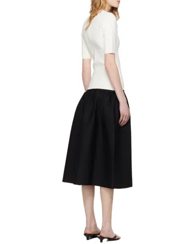 Totême Twinflower Gathered Ribbed-knit And Wool And Silk-blend Crepe Midi Dress In White