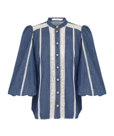 Zimmermann Elegant High Neckline Button-down Top Size 0 In Multi