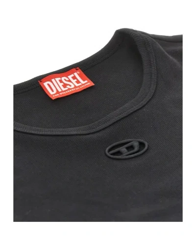 Diesel Cut-out Tie-back T-shirt In Black