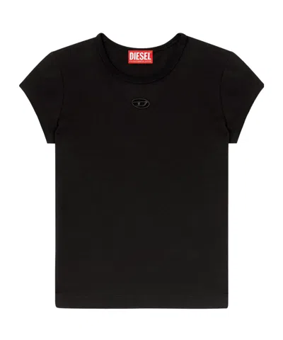 Diesel Women Black Stretch Jersey Logo T-angie-od T-shirt In Black