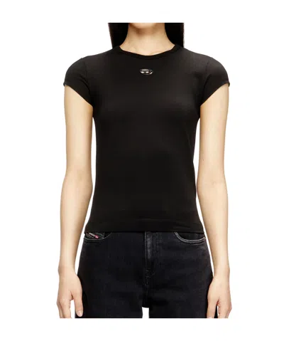 Diesel Women Black Stretch Jersey Logo T-angie-od T-shirt In Black