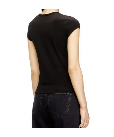 Diesel Women Black Stretch Jersey Logo T-angie-od T-shirt In Black