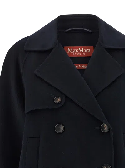 Max Mara Double-breasted Short Coat In Black