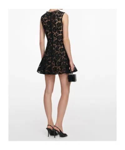 Self-portrait Lace Crystal Embellished Mini Dress In Black