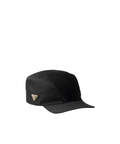 Prada Curved Brim Baseball Cap Structured Design In Black