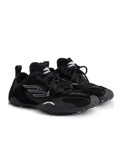 Balenciaga Black Canvas And Corduroy Monday Ultra Sneakers In Black
