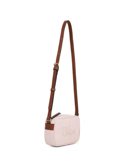 Chloé Kids Logo Canvas Shoulder Bag In Pink
