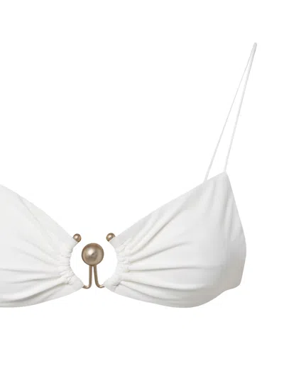 Christopher Esber Ruched Orbit Miniscule Bikini Top In White