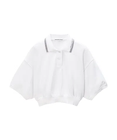 Alexander Wang Alexanderwang. T Relaxed Cropped Cinched Polo Top In White