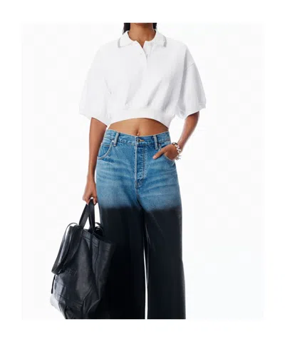 Alexander Wang Alexanderwang. T Relaxed Cropped Cinched Polo Top In White