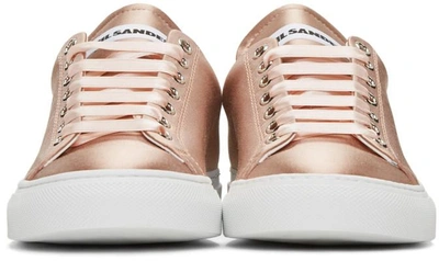 Shop Jil Sander Pink Satin Sneakers