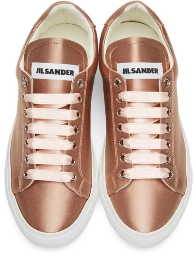 Shop Jil Sander Pink Satin Sneakers