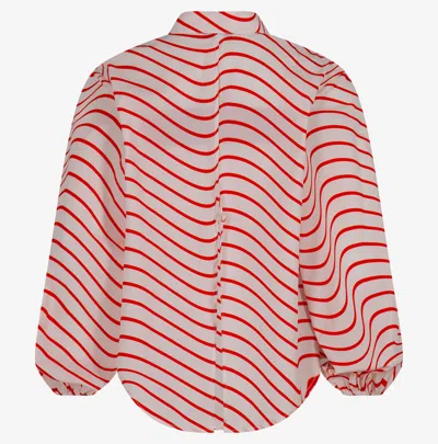 Msgm Patterned Long-sleeved Blouse In Red