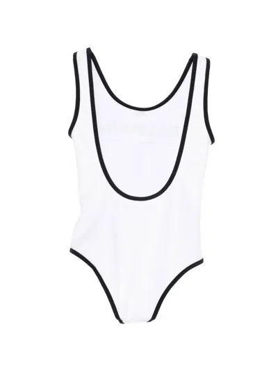 Balmain Printed Swimsuit In White