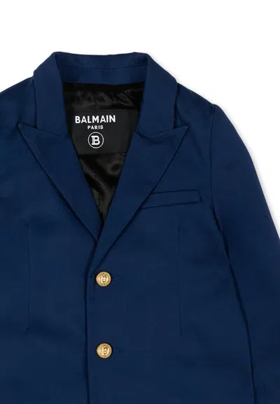 Balmain Button Blazer In Blue