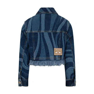 Pucci Long-sleeved Denim Jacket In Blue