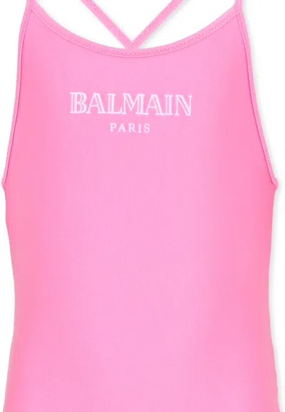 Balmain Swimsuit With Thin Straps In Pink