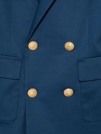 Balmain Buttoned Double-breasted Blazer In Blue