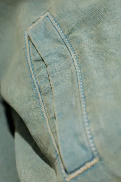 Diesel Bomber-shirt In Fluid Dirt-effect Denim In Green