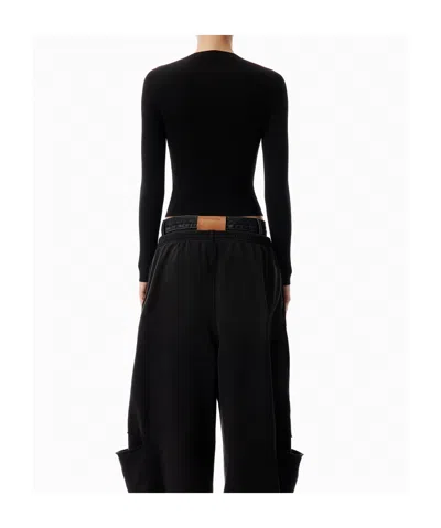 Alexander Wang Black Stretch Nylon T-shirt In Black