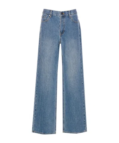 Self-portrait Womens Self Portrait Rhinestone Straight-leg Denim Jeans In Blue
