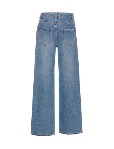 Self-portrait Womens Self Portrait Rhinestone Straight-leg Denim Jeans In Blue