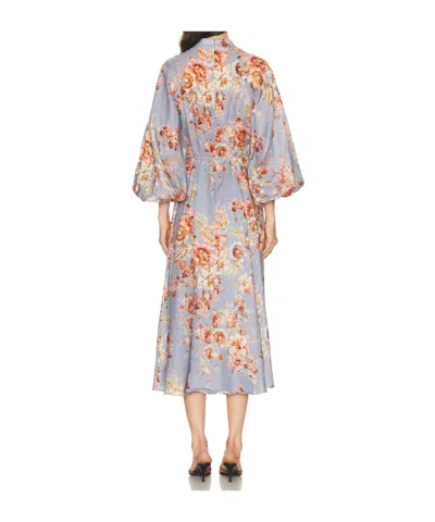 Zimmermann Womens Chambray Floral Billow Long-sleeve Linen Maxi Dress Xxs In Blue