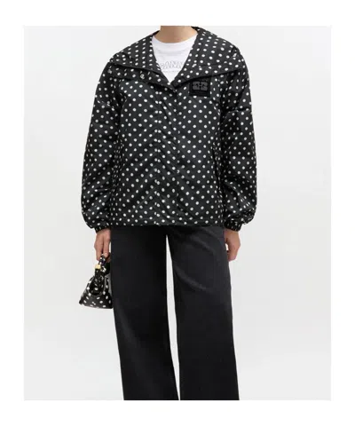 Ganni Flyweight Banana Graphic Long Coat In Black