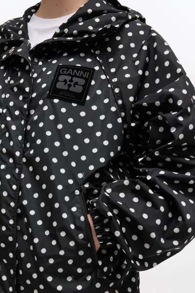 Ganni Flyweight Banana Graphic Long Coat In Black