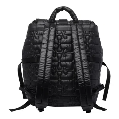 Ganni Quilted Backpack With Buckle Closure And Adjustable Straps In Black